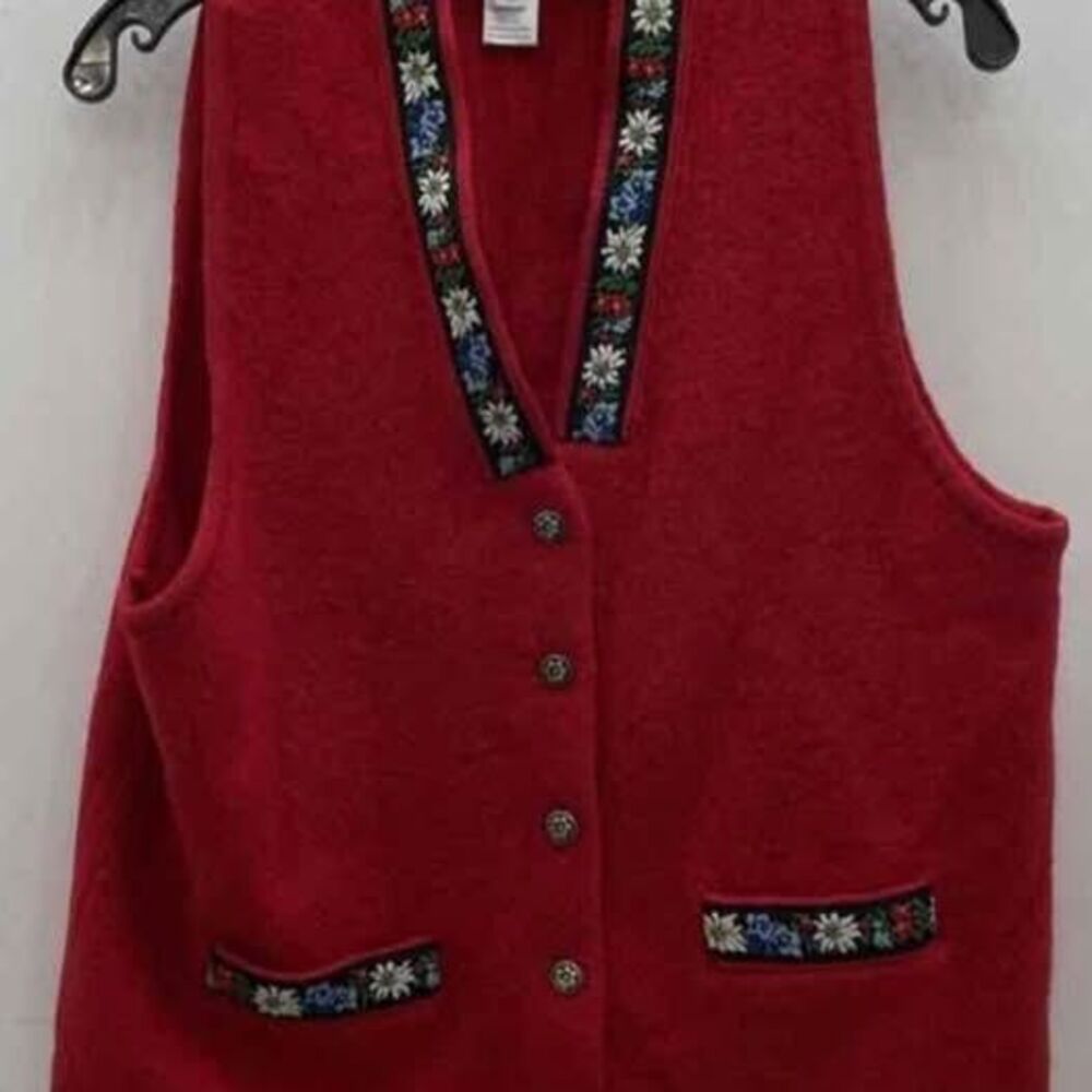Pendleton Women's VINTAGE Red Wool Sleeveless Winter Vest Size Medium